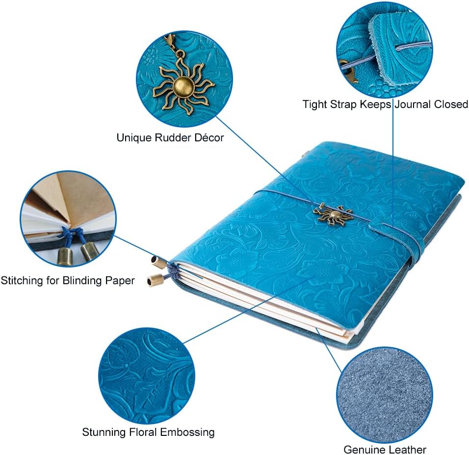 Refillable Leather Journal Travelers Notebook A5 Blue
