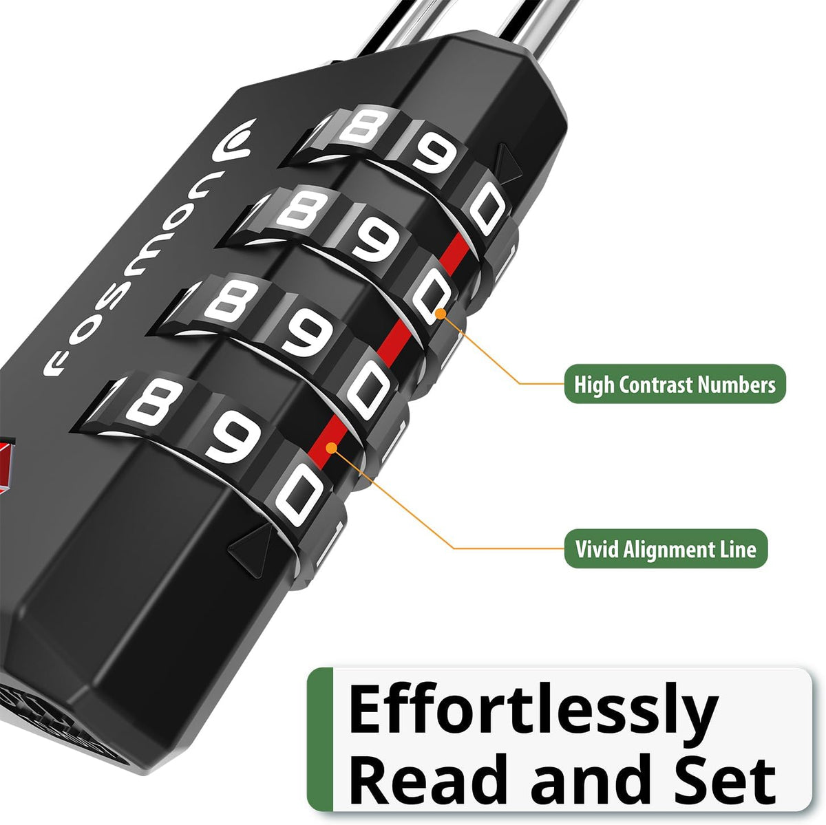 Fosmon TSA Approved Luggage Locks, 4 Digit Combination Padlock, 4 Pack