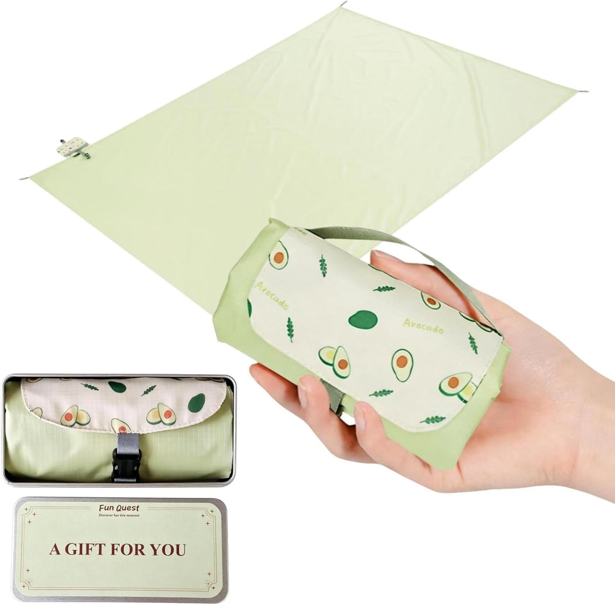 Waterproof Picnic Blanket Gift Set,Small Picnic Tarp Foldable,4 Stakes