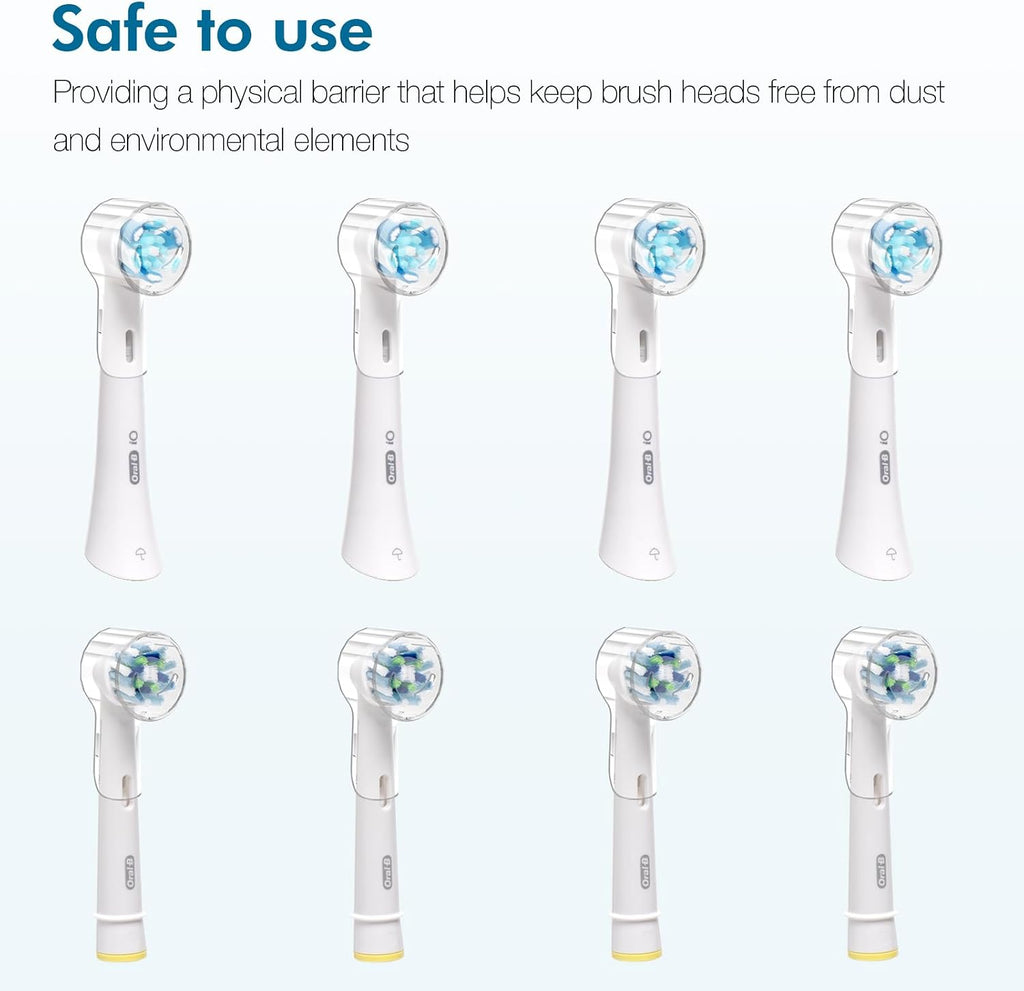 4 Pack Brush Head Covers Compatible with Oral B & iO Electric Toothbrush Heads + Toothbrush Holder with 1 Charging Station Slot and 2 Brush Head Stands