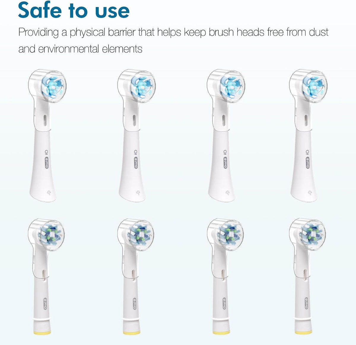 4 Pack Brush Head Covers Compatible with Oral B & iO Electric Toothbrush Heads + Toothbrush Holder with 1 Charging Station Slot and 2 Brush Head Stands