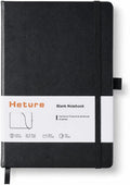 Heture Hardcover Notebooks, A5 Blank Notebook for Writing 160 Pages, 8.2 x 5.5 inch, Classic Blank Notebooks for College/Work/Travel (Blanked-1 Pack, Black)