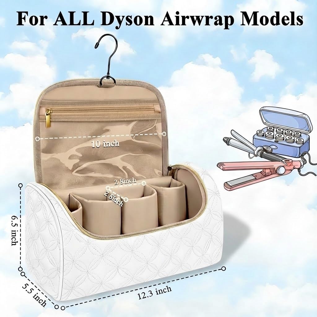 Mancro Padded Travel Case Compatible with Dyson Airwrap, White