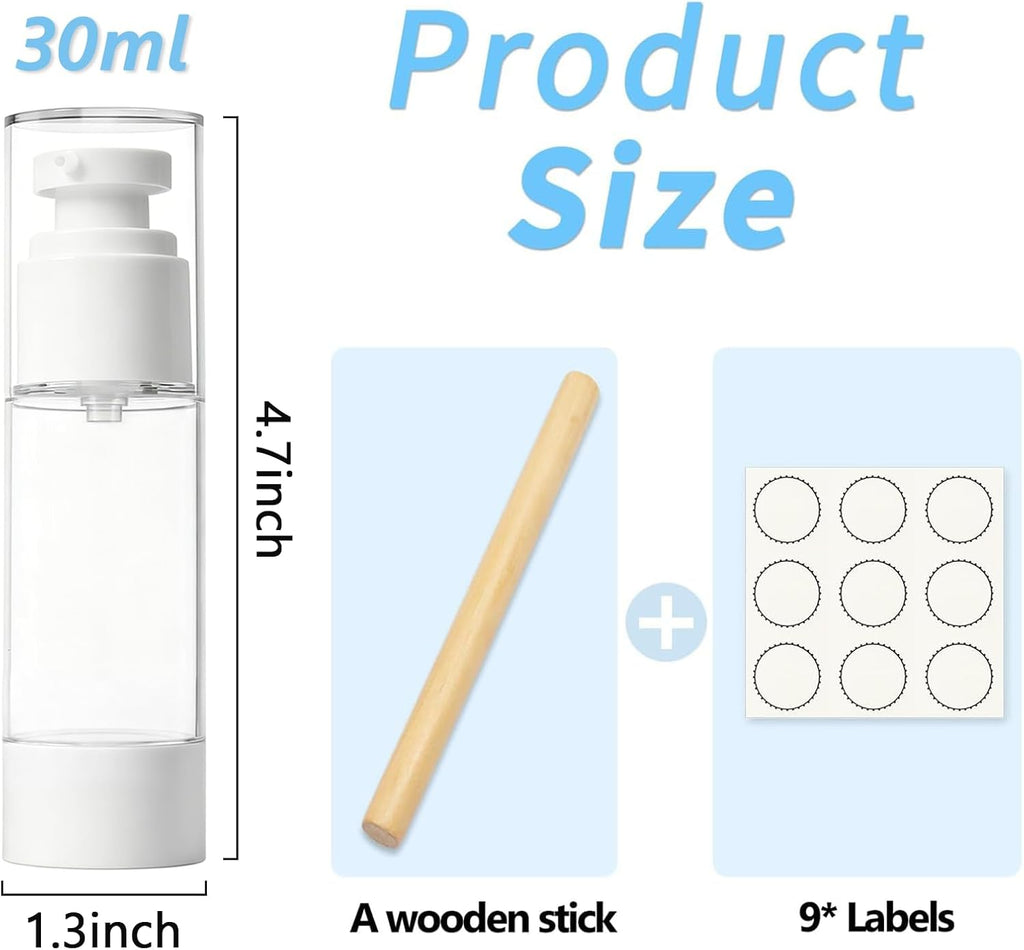 Clear Airless Pump Bottles, Vacuum Travel Cosmetic Containers