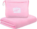 SINLAND Travel Pillow and Blanket 2-in-1 Set Airplane Pink 60x50 Inch