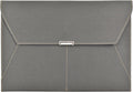VANRA File Folder Document Holder Organizer Waterproof Portfolio Leather Folder Case with 3 Pockets, Filing Envelopes for A4 Letter Size Paper with Snap Magnetic Button Closure (Gray)