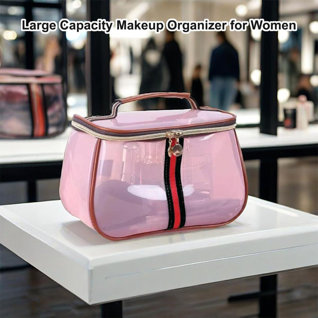 New Retro Vintage Vanity Bag, Clear Makeup Organizer with Handle