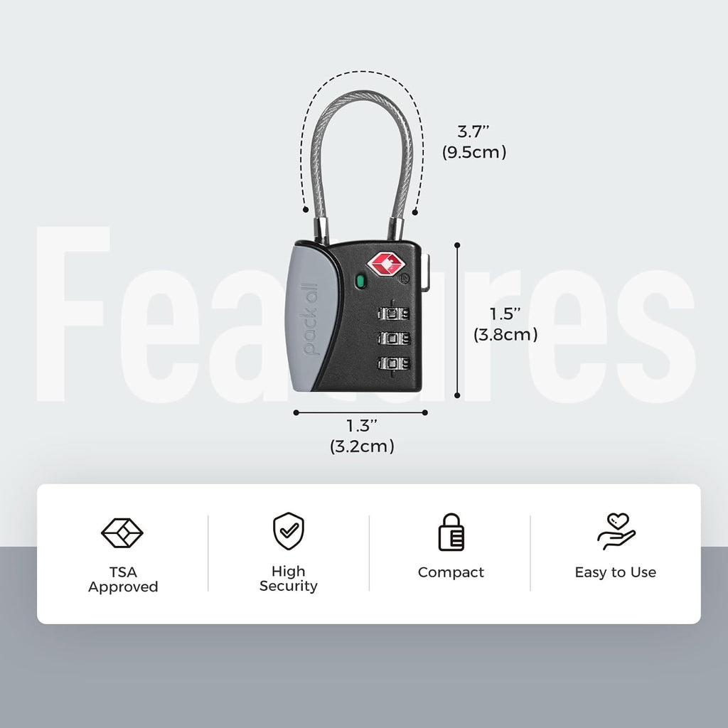 pack all TSA Approved Travel Luggage Locks, Resettable 3-Digit Code