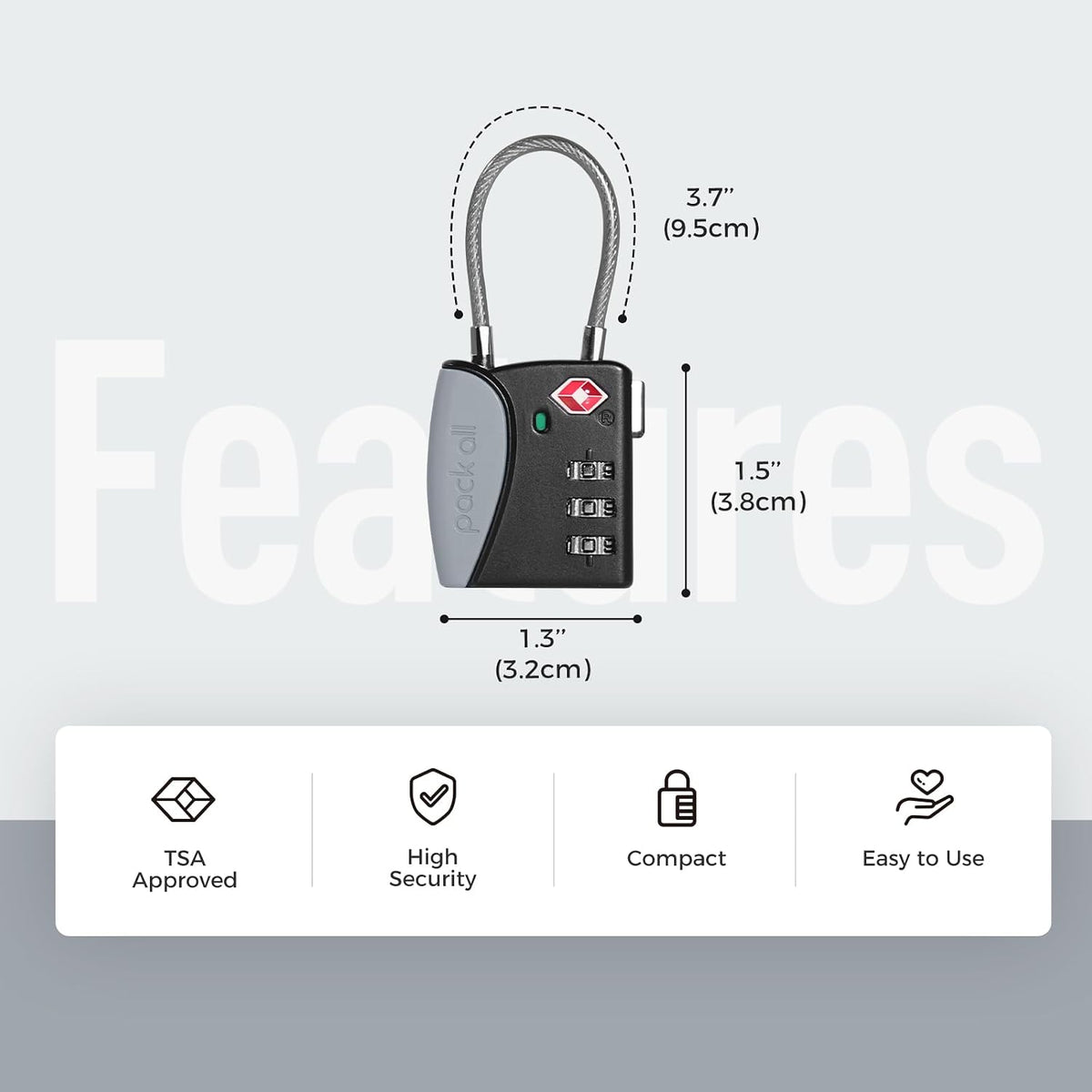 pack all TSA Approved Travel Luggage Locks, Resettable 3-Digit Code