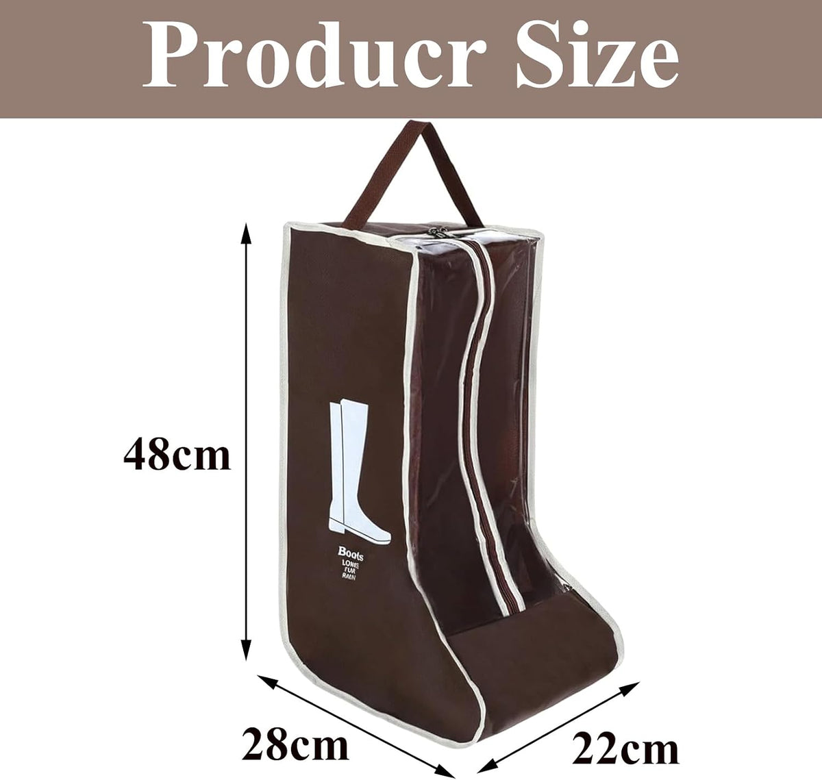 Tall Boot Storage Bag Organizer for Closet and Travel, Portable Dustproof Bags for Cowboy (2 Pcs Dark Brown Long Boot)