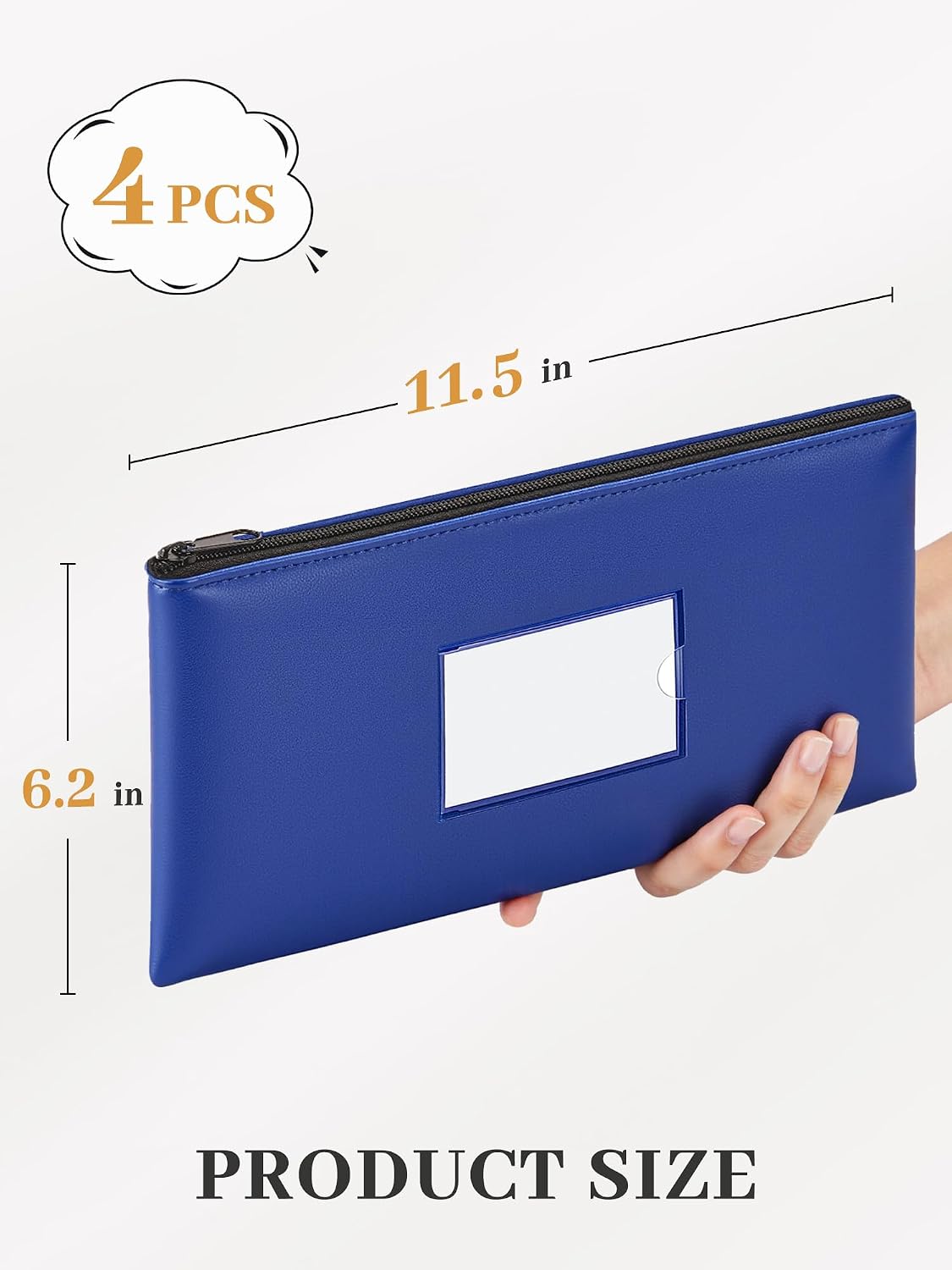 SMARTAKE Money Bags with Zipper, DIY Labels, 11.5 x 6.2 Inches, 4-Pack