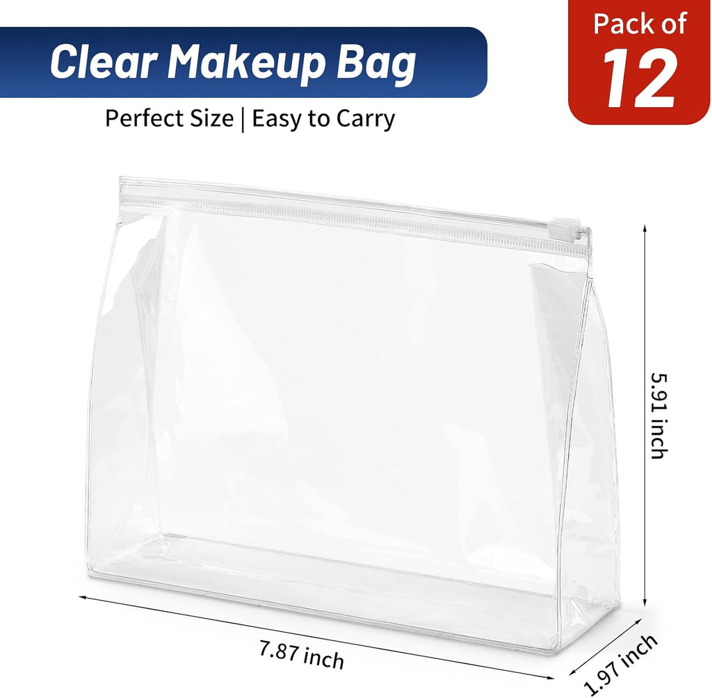 Ohuimrt Mini Clear Makeup Bags, 7.9" x 5.9" x 2", 12 PCS