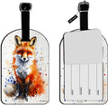 Watercolor Fox Luggage Tag Travel ID Label Leather for Baggage Suitcase Travel Accessories Baggage Name Tag - 1 Pack
