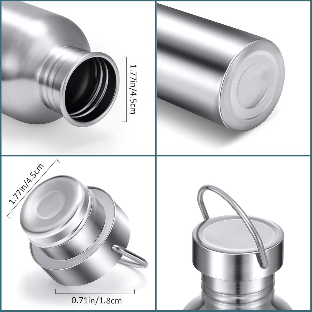 CHENGU 4 Pack Single Wall Stainless Steel Water Bottles 304 18/8 Metal Teachers Gift Water Bottle Camping Bottles for Summer Sports, Cyclists, Runners(Silver,34 oz)