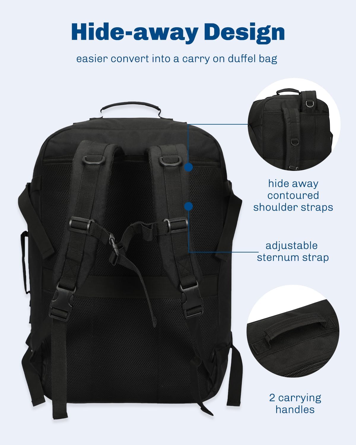 Hynes Eagle 38L Flight Approved Backpack Carry On Travel Bag for Men Women