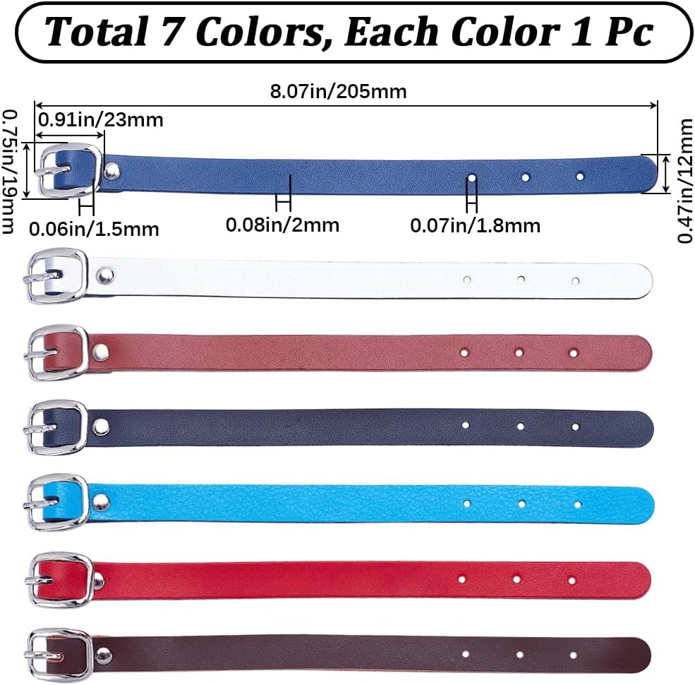 GORGECRAFT 7 Colors 8 Inch Cowhide Leather Stirrup Straps Genuine Luggage Strap Luggage Tags Adjustable Length Replacement Belts with Metal Buckle Watch Band Strap for Card Pass Holder Travel Storage