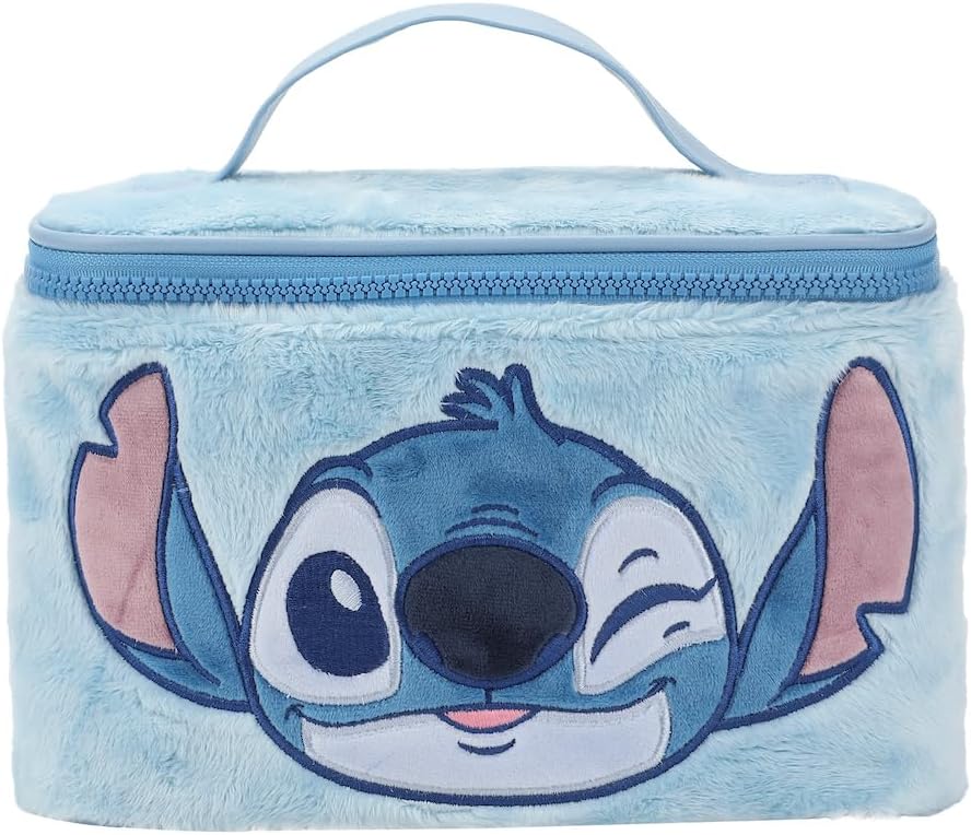 Bioworld Disney Stitch Embroidered Face Blue 6" Beauty Case