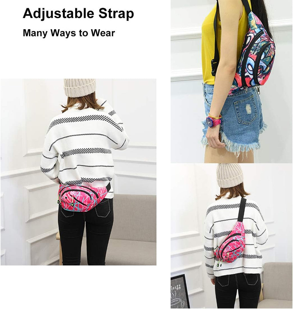 Ausion Fanny Pack Waist Bag for Men&Women Adjustable Belt Hip Bum Bag Fashion Water Resistant Hiking Waist Bag for Traveling Casual Running Hiking Cycling