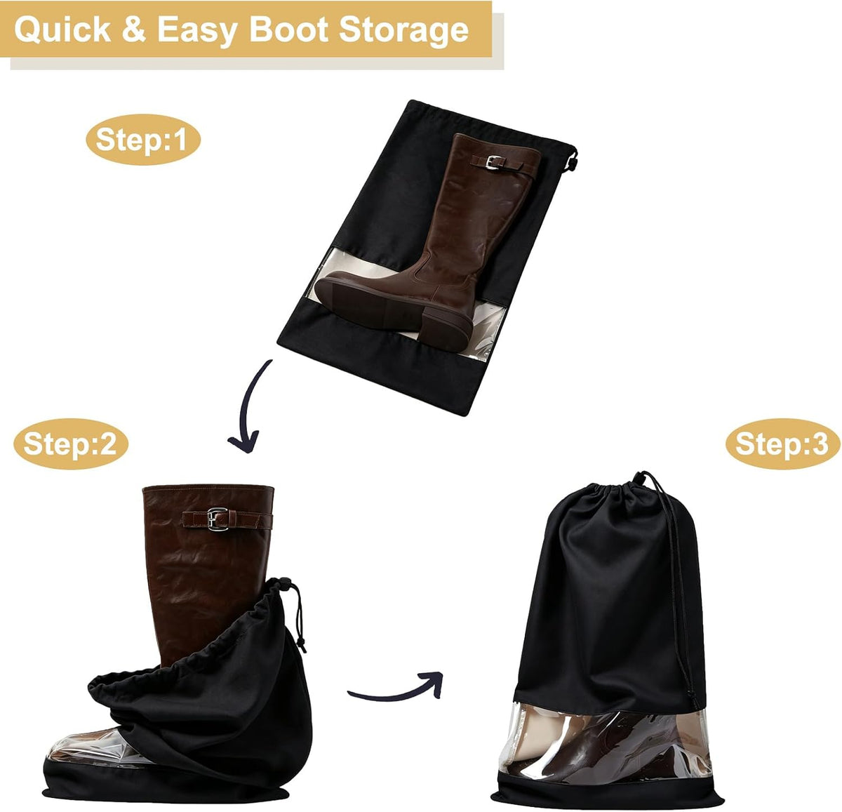 4 Pack Single Boot Bag, Portable Dust Proof Boot Bags for Cowboy Boots