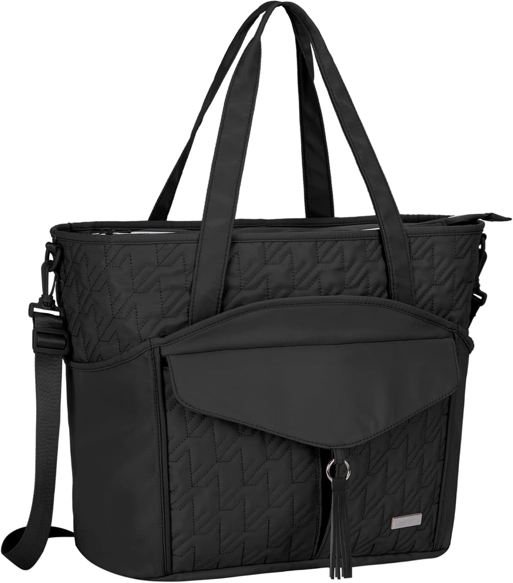 Lexeeco Tote Bag for Women,Travel Work Tote Zipper Purse with Cup Holder