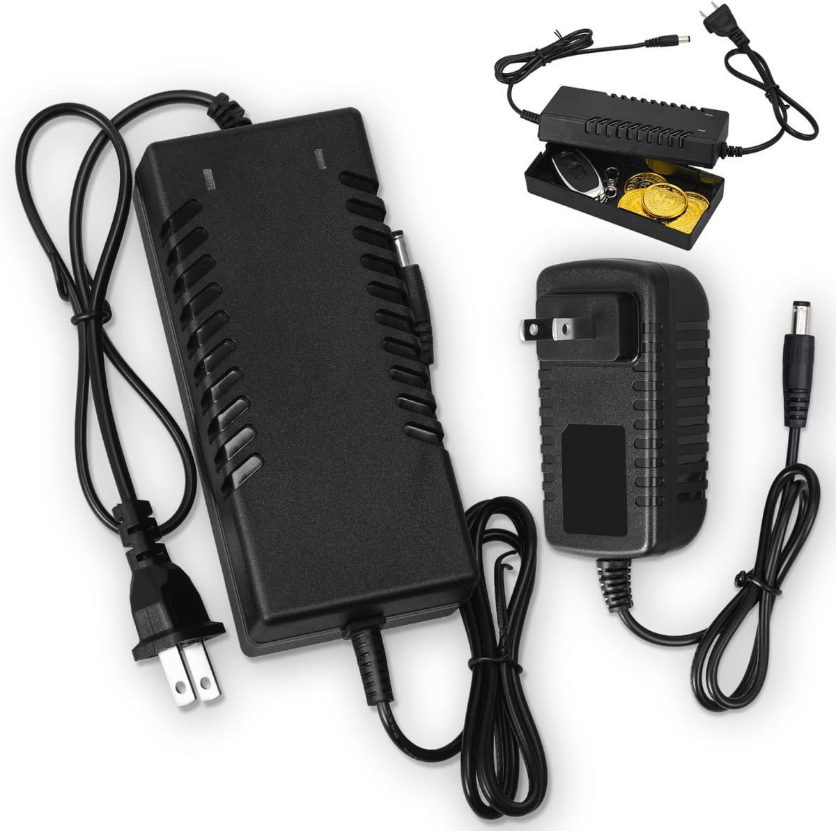 Homoyoyo Diversion Fake Charger Storage Box Container Discreet Fake 2 Pack, Wall Plug and Laptop Charger Hidden Compartment Containers, Secret Stash Money Hider for Cash Jewelry Keys Home Travel Black