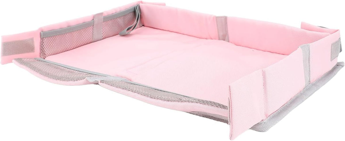 Travel Tray Cover, Foldable Polyester Organizer, 15.35 Inch (Pink)
