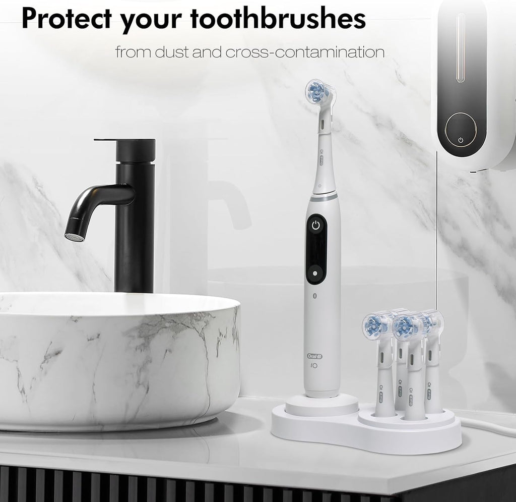 Toothbrush Head Covers & Toothbrush Holder for Oral B & iO series, transparent and white