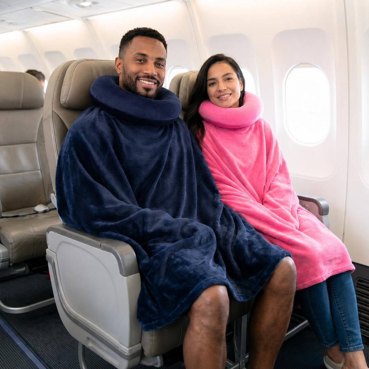 Travel Pillow with Built-In Blanket Memory Foam Neck Pillow for Airplane Travel, Flight Pillow with Blanket Portable Airplane Pillow for Adults Compact Travel Neck-Pillow for Plane, Car & Long Flights