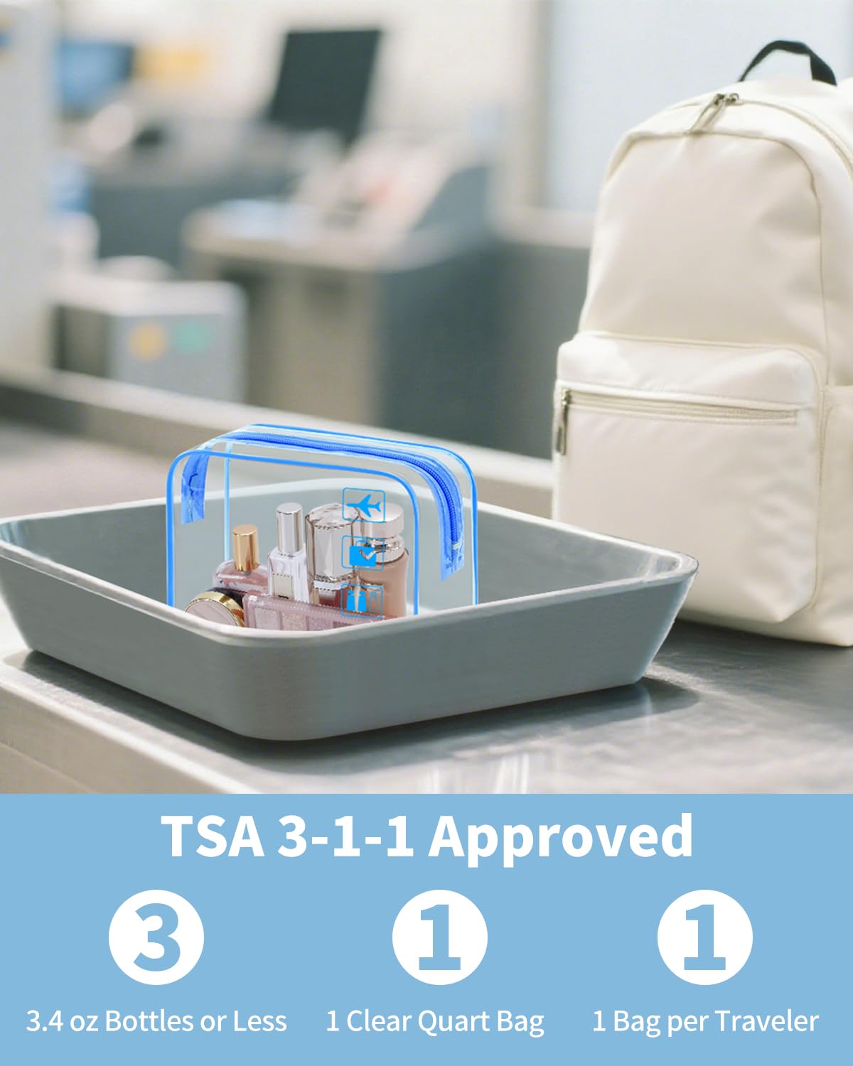 WANDF TSA Approved Toiletry Bag, 2 Pack Clear Makeup Bag