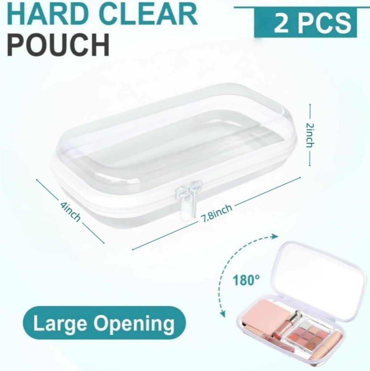 Thickened Clear Hard Shell Zipper Case,Professional-Grade Plastic Clear Zipper Pencil Case, Toiletry Pouch, Travel Organizer, Cosmetic Bag, Toy Storage Bins (2PCS-S)