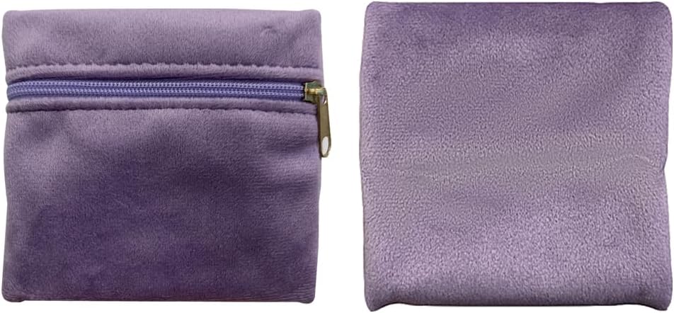8pcs Small Velvet Jewelry Pouches with Zipper Gift Bags for Bracelet Necklace,Ring,Earrings,Earphone,Wedding Favors, Party Favors,Travel,3.94" X 3.94" (Purple)