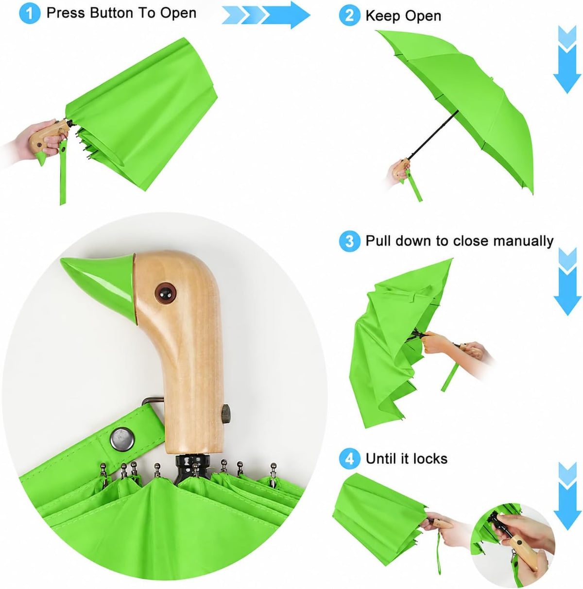 Duck Umbrella Travel Size Cute Compact Portable Waterproof for Kids Gifts