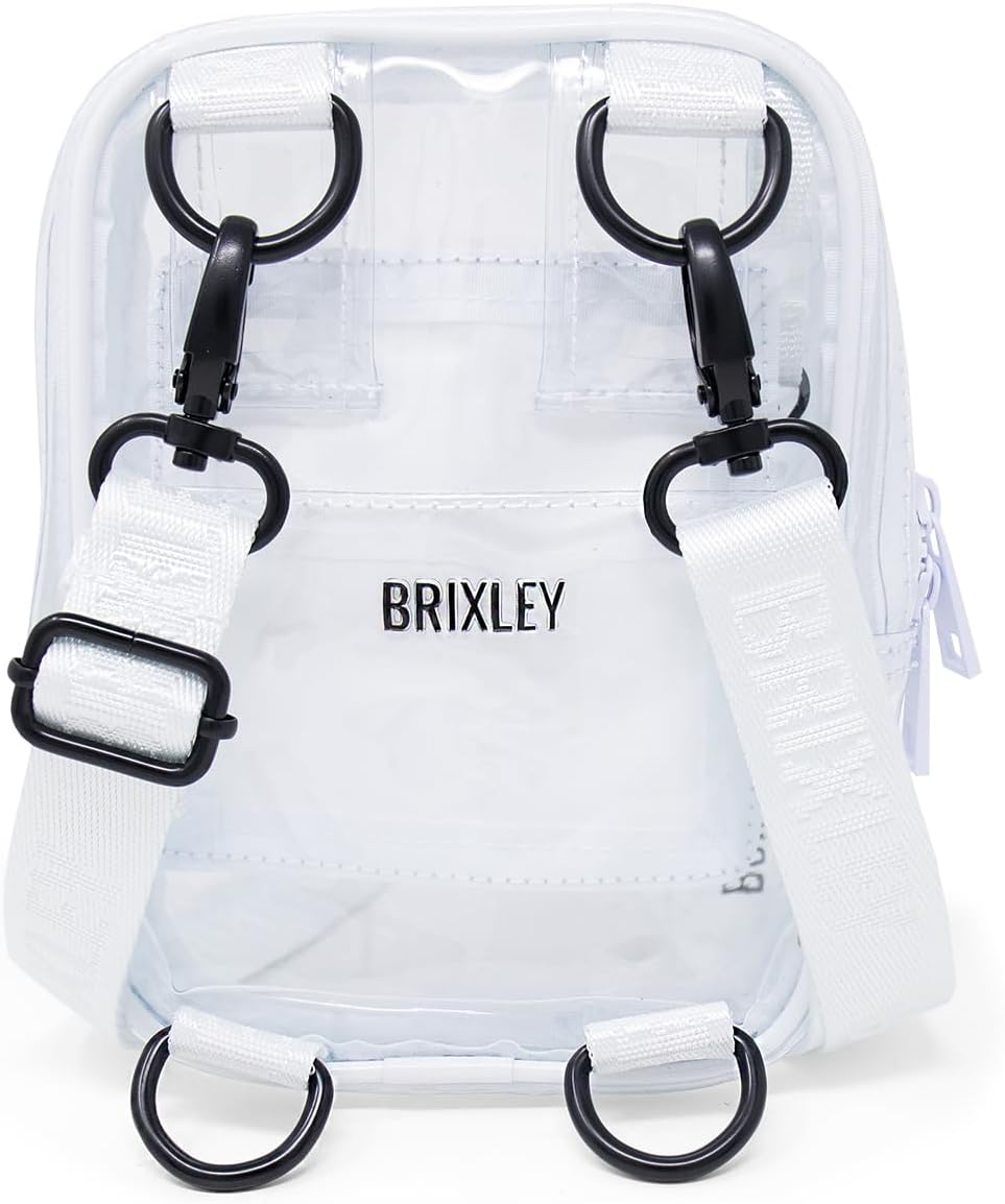 Brixley Crossbody Bag Sling Purse for Women Men Girls Travel, Multi Position Fanny Back Pack (Clear)