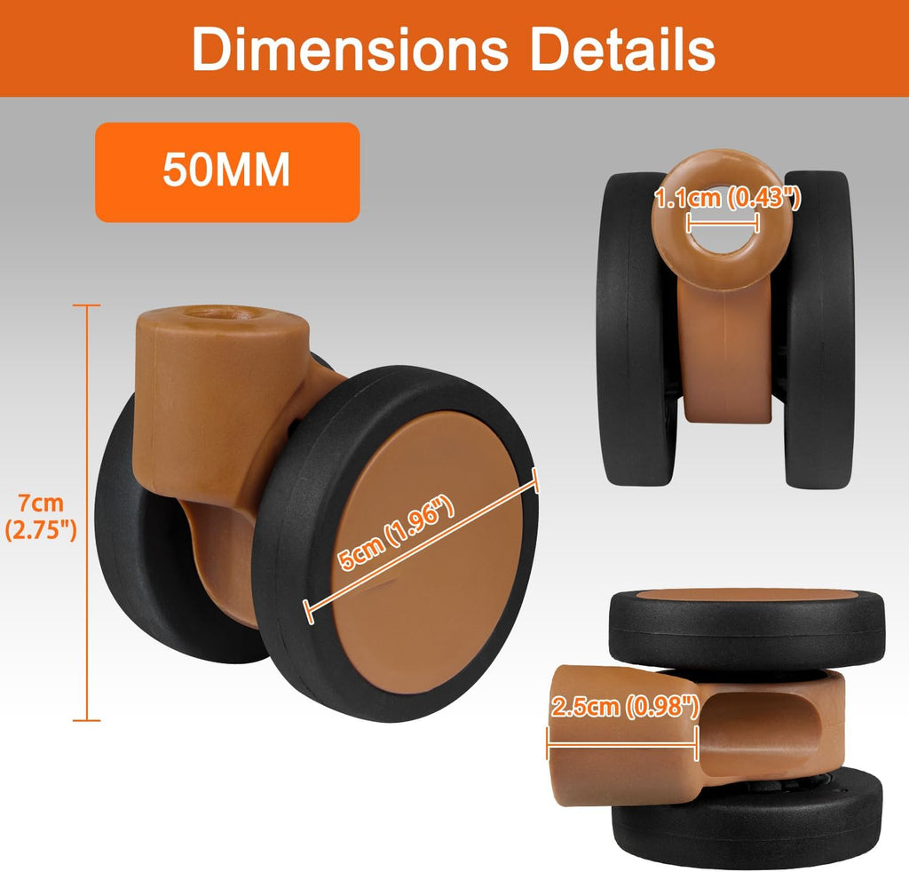 Wheels for Brics Bellagio Luggage, Replacement Kit for Carry-On Suitcase(50MM)