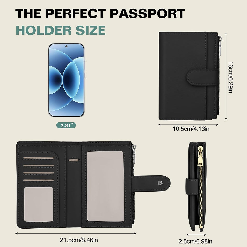 RFID Passport Holder for Travel, Leather Passport Cover Travel Wallet
