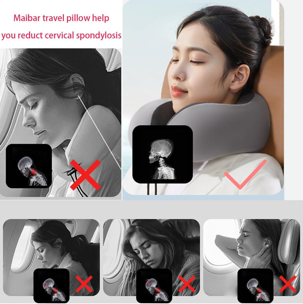 Travel Memory Foam Neck Pillow for Traveling, Travel Pillow for Airplanes for Adult (C-Black)
