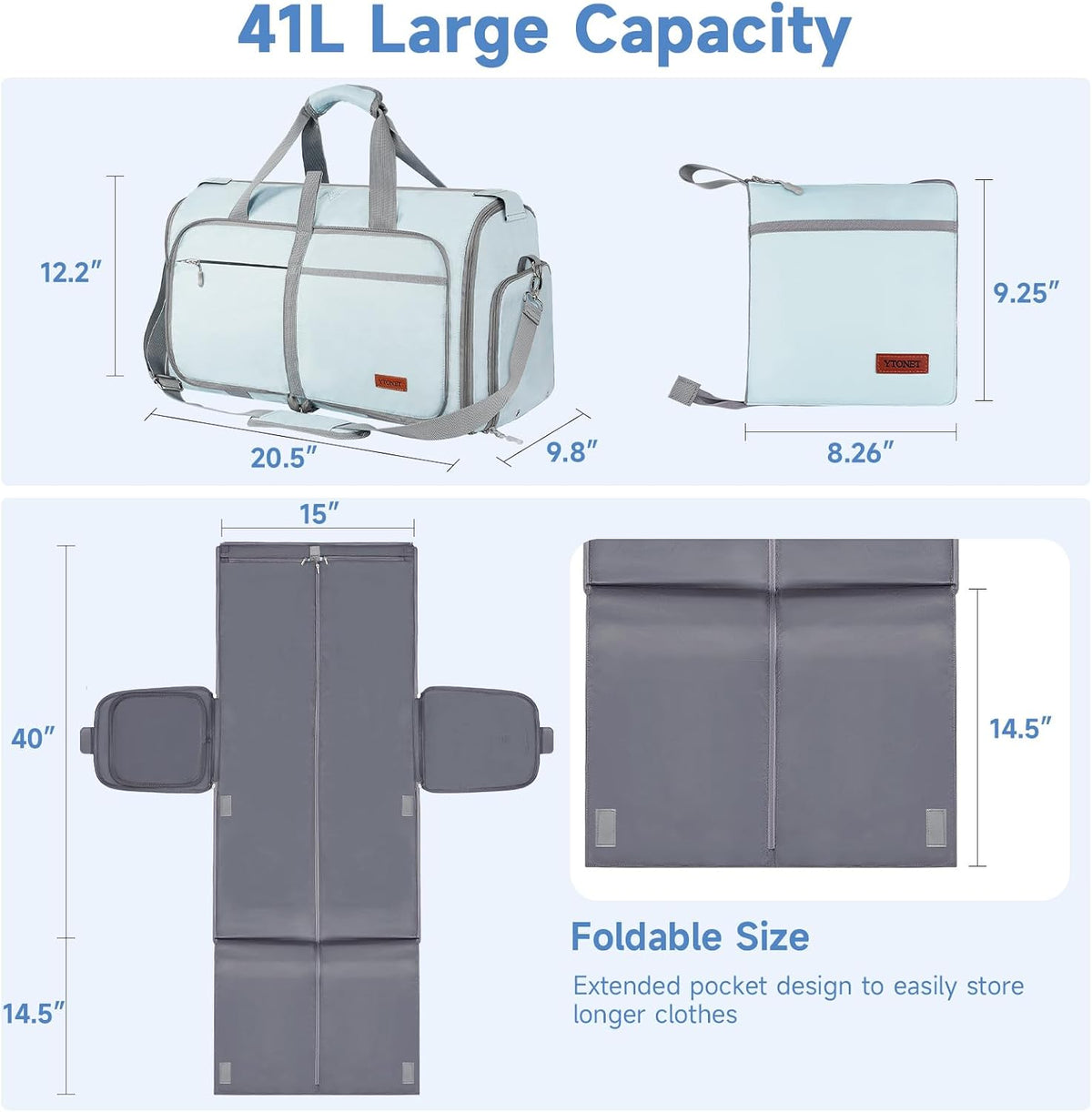 Ytonet Foldable Garment Duffle Bags for Travel, Carry On Convertible Bag