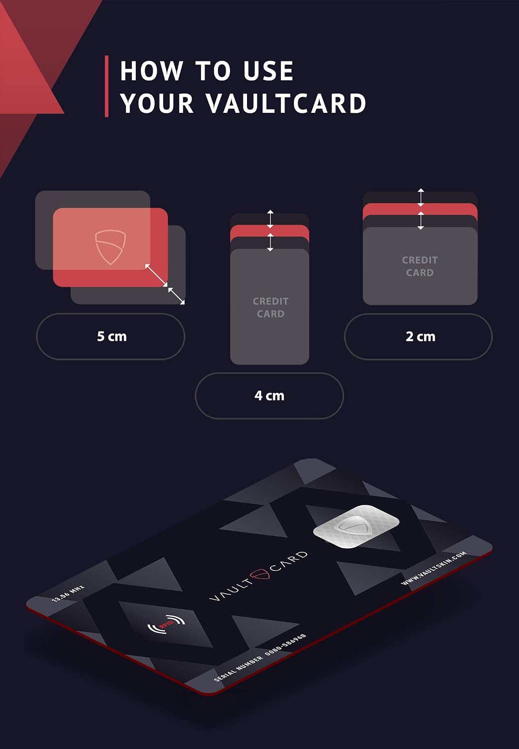 VAULTCARD RFID Blocking Card, NFC Jamming, Protects Wallet and Passport