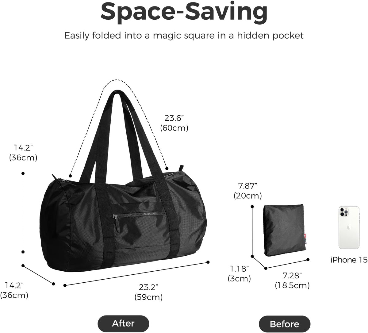 pack all Lightweight Travel Duffel Bag, 45L Foldable Weekender Bag