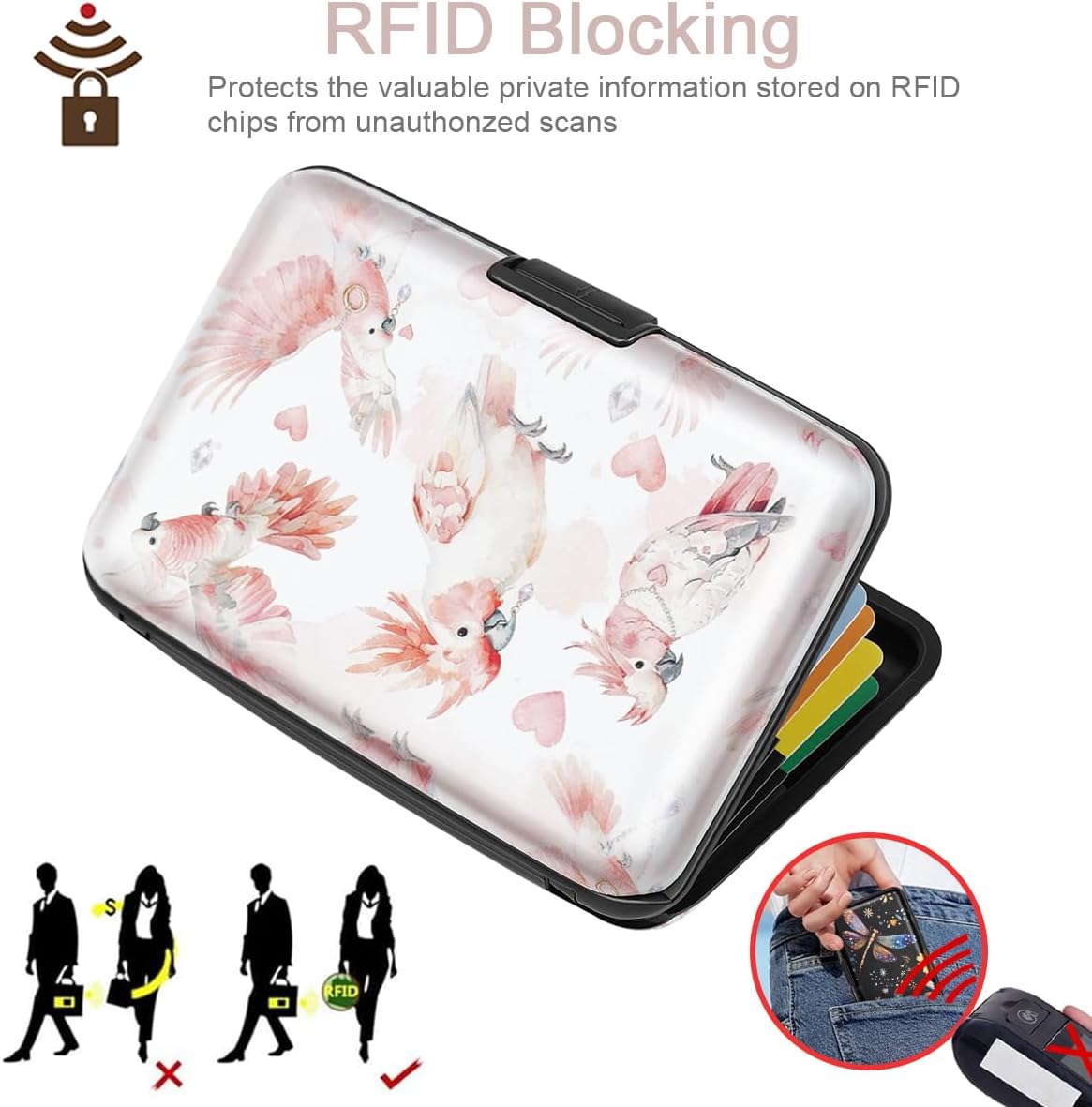 Coco Rossi Credit Card Holder RFID Aluminum Small Mini Wallet Women