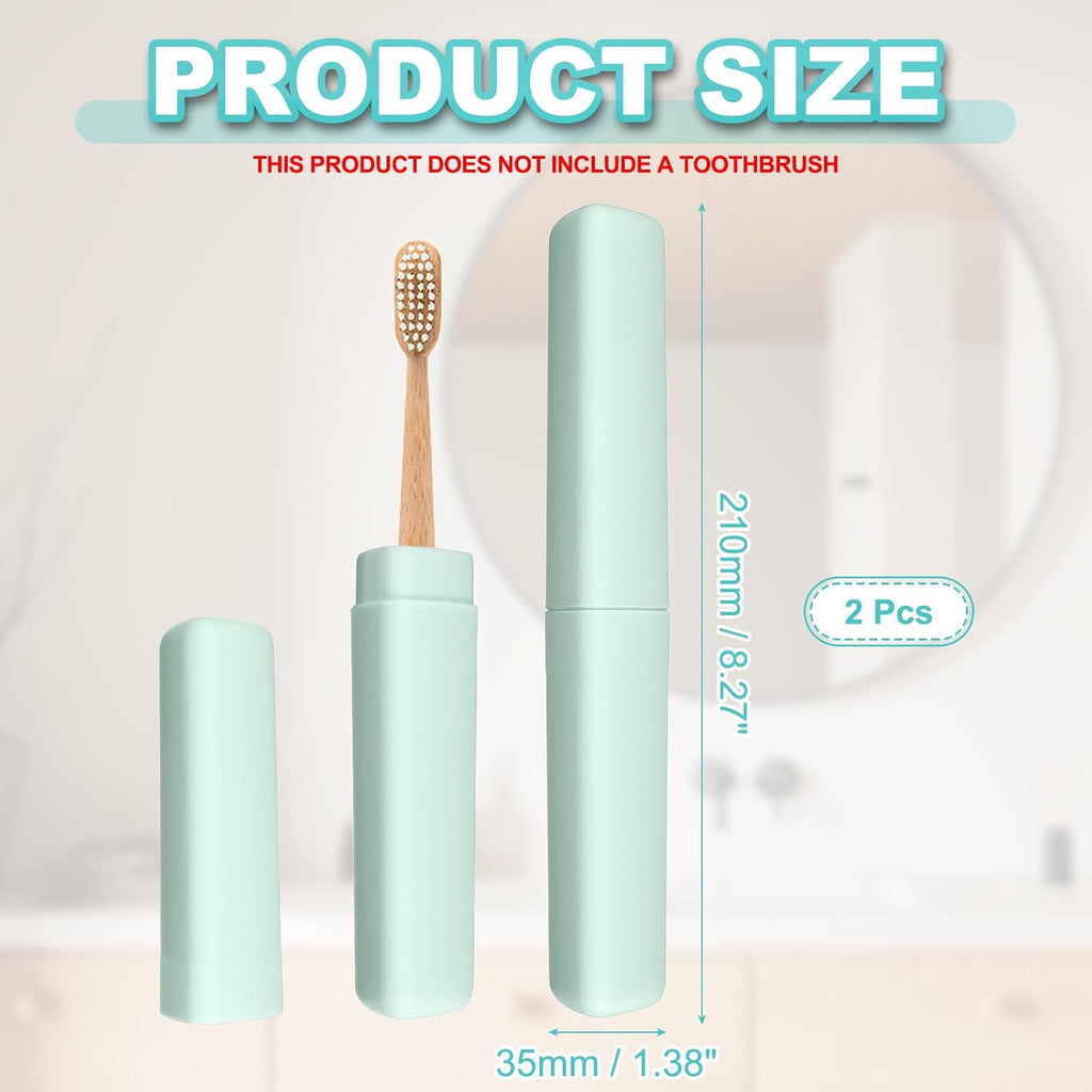 uxcell 2Pcs Travel Toothbrush Case, 8.27 x 1.38 Portable Travel Toothbrush Holder, Plastic Toothpaste Container for Bathroom, Gym, Business Trip, Camping, Green
