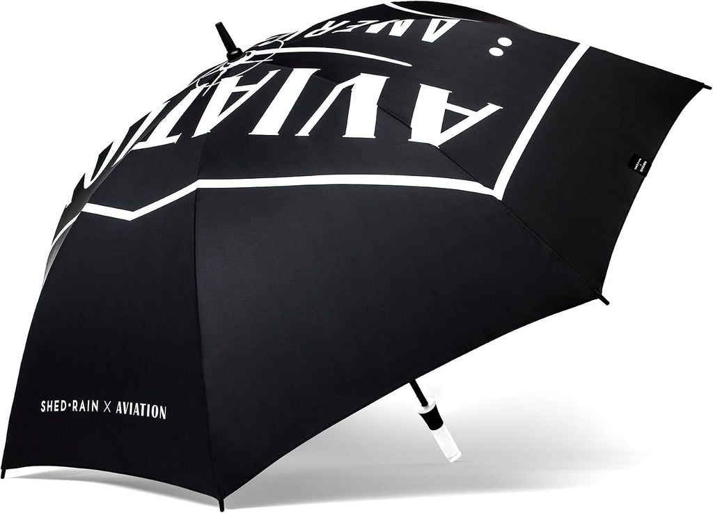 ShedRain x Aviation Gin Golf Umbrella, Black Graphic Stick Umbrella