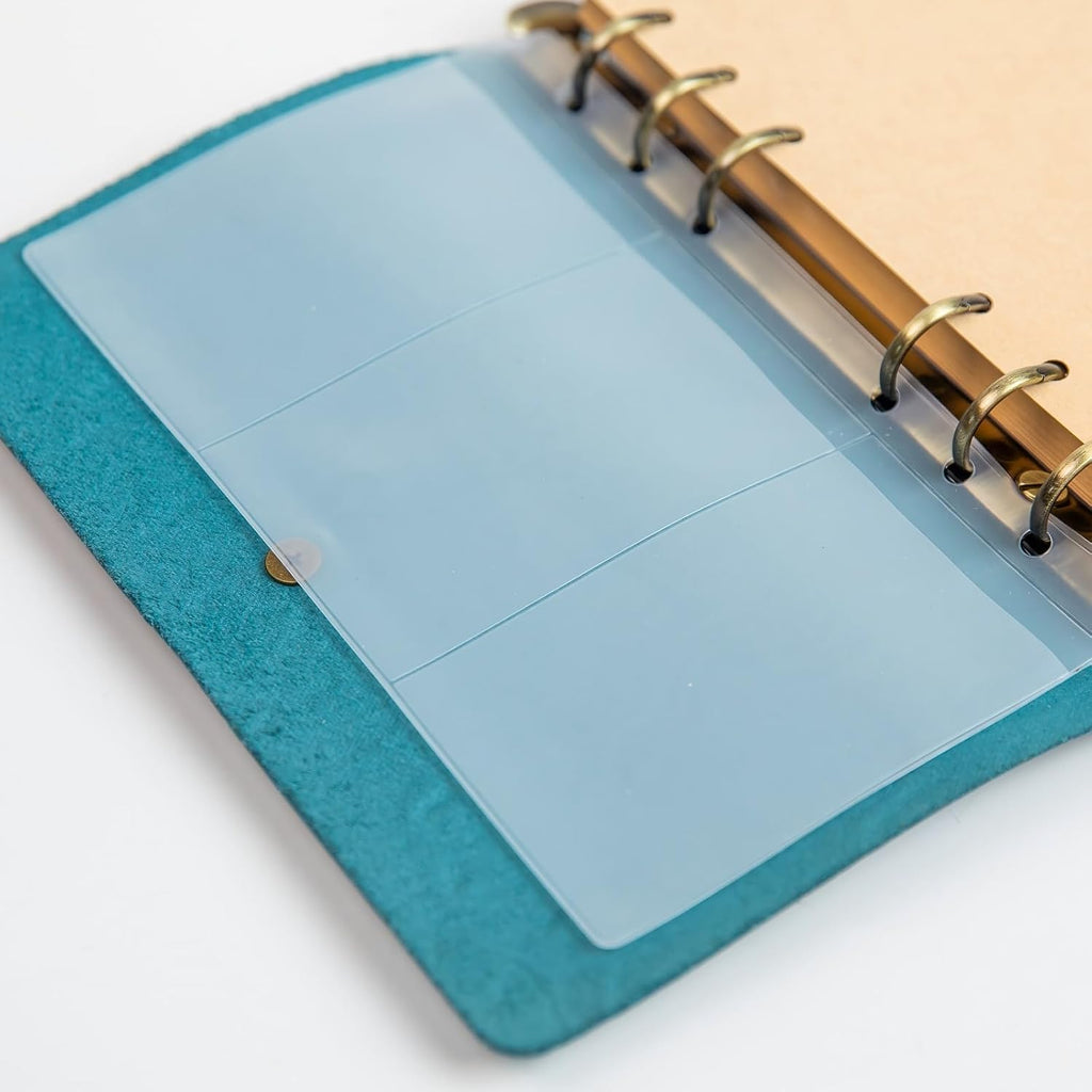 Refillable Leather Journal, Travelers Notebook Cover A6, Blue
