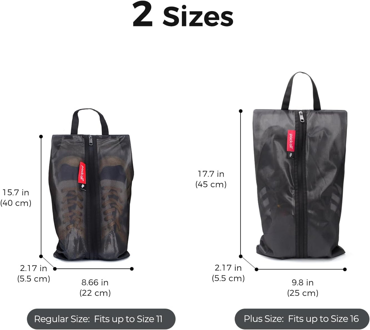 pack all Plus-Sized Shoe Bag for Travel, Water-Resistant Shoe Pouch