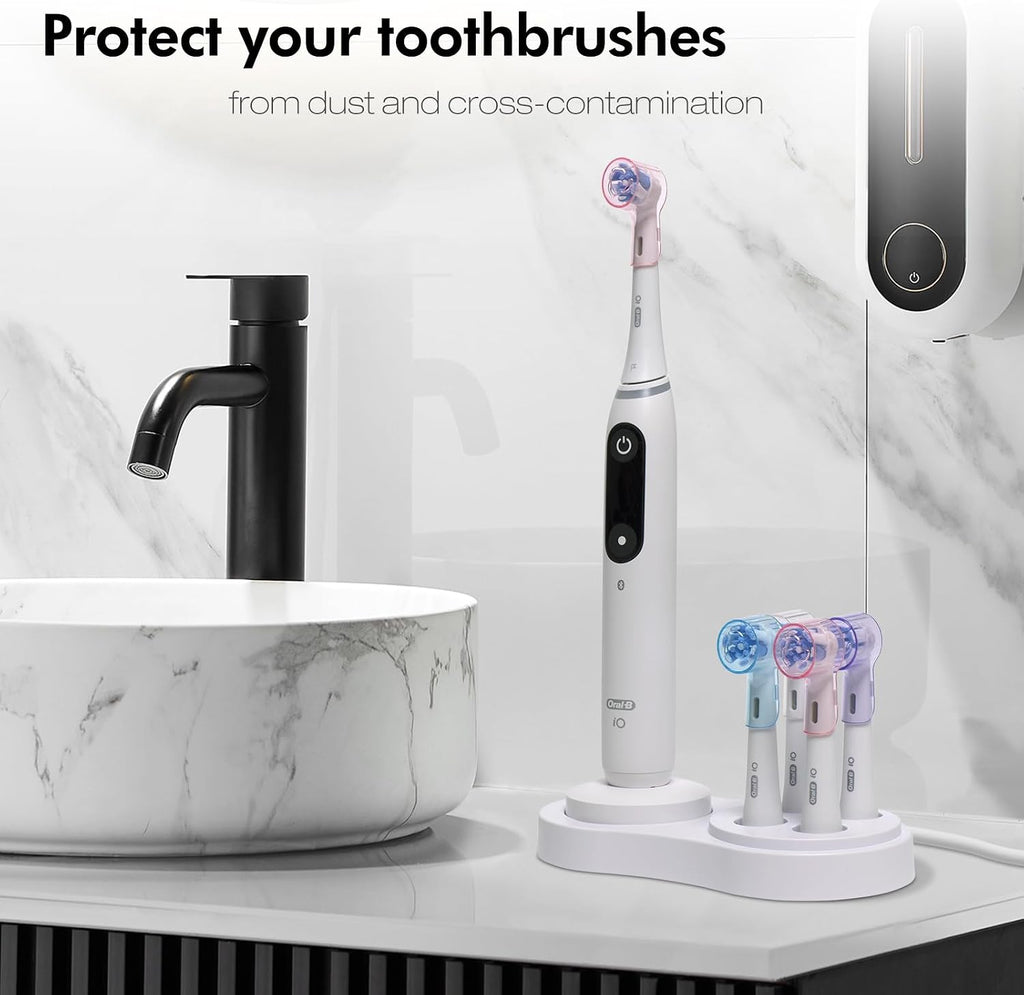 Toothbrush Head Covers & Toothbrush Holder for Oral B & iO Series, Multicolor and White