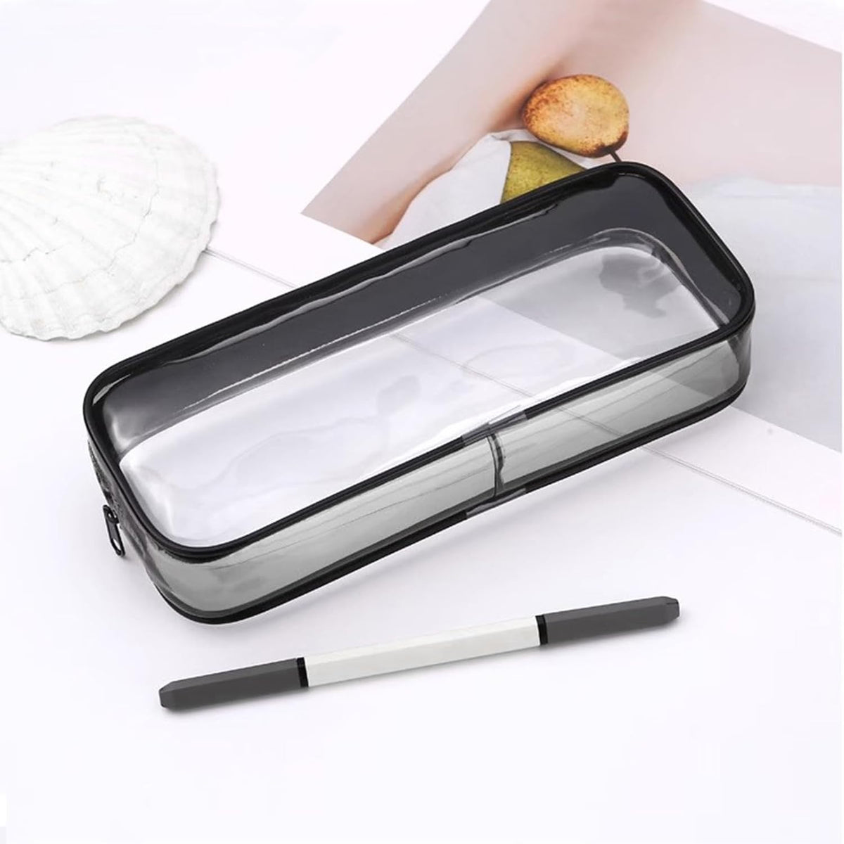 2pcs Small Clear Cases with Zipper, Makeup Brush Bag for Traveling