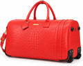 Tote&Carry Apollo 2 Large Rolling Duffle Bag with Wheels, Carry-On Roll Duffel for Travel, Gym, Sports, Daily, Weekend & All-Purpose Use for Men & Women (Crocodile Skin, Red)