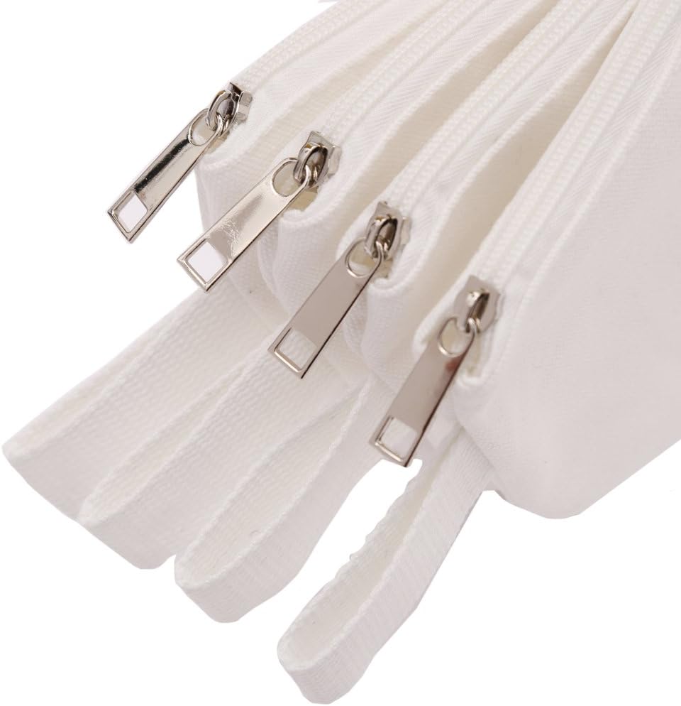 100% Cotton 16oz Heavy Duty Multi-Purpose Canvas Zipper Cosmetics Makeup Travel Toiletry Organizing Pouch 4-Pack