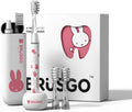 Miffy BRUSGO i4-Snap (Brush GO) Slim Electric Toothbrush Rechargeable Sonic 3 Modes, Travel Case&Ceramic Dock, 90Days Battery Soft Bristles 3 Brush Heads IPX7 Waterproof, Color-Miffy Light Pink