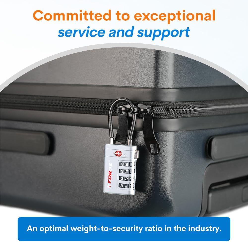 Forge Open Alert TSA Approved Luggage Locks, TSA Travel Locks, Advance Core, Zinc Alloy Body. 4 Color Locks.